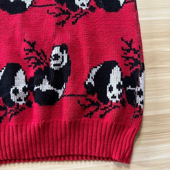 Vintage 90s Red & Black Panda Knit Sweater – Size Large - Picture 5 of 5